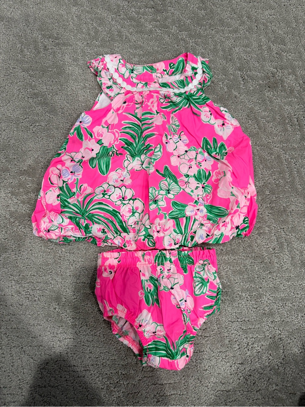 Lilly Pulitzer Pink and Green Floral Baby Dress